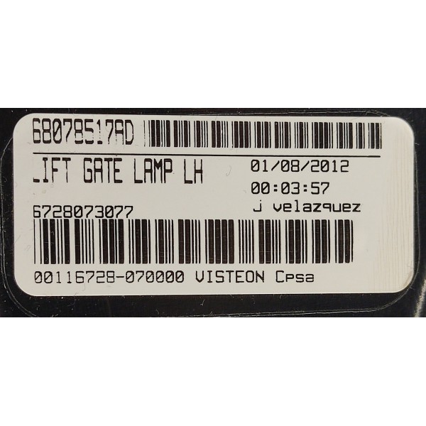 Lanterna Tampa Traseira L.e Fiat Freemont 2.4 2011 Esquerdo Vermelho