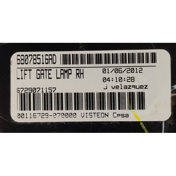 Lanterna Tampa Traseira L.d Fiat Freemont 2.4 2011 Direito Vermelho