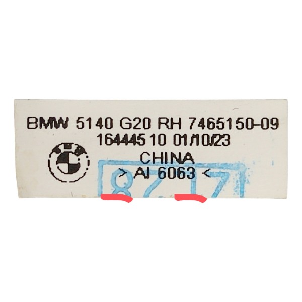 Pestana Vidro Porta D.d Bmw G20 320i 2024 746515009 Detalhe Preto