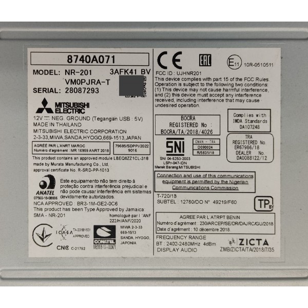 Central Multimidia Pajero Sport 2022 2.4 Hpe 8740a071 Preto