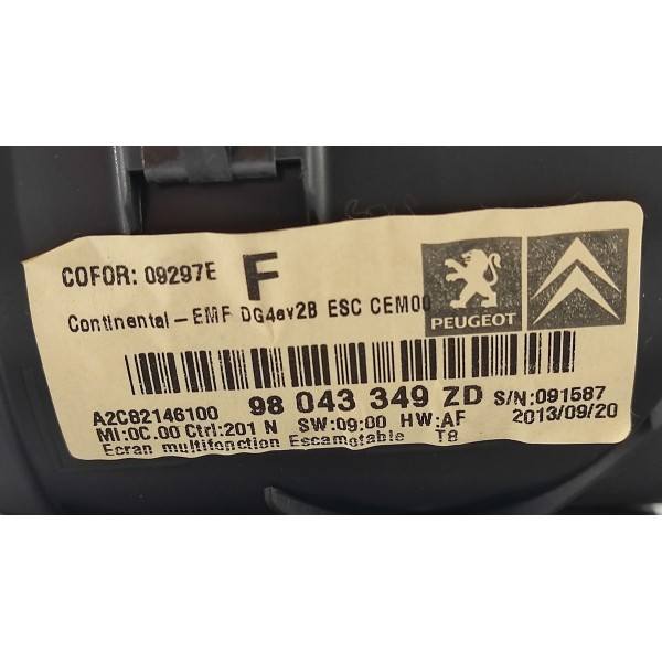 Multimidia Peugeot 3008 1.6 Thp 2014 98043349zd Preto