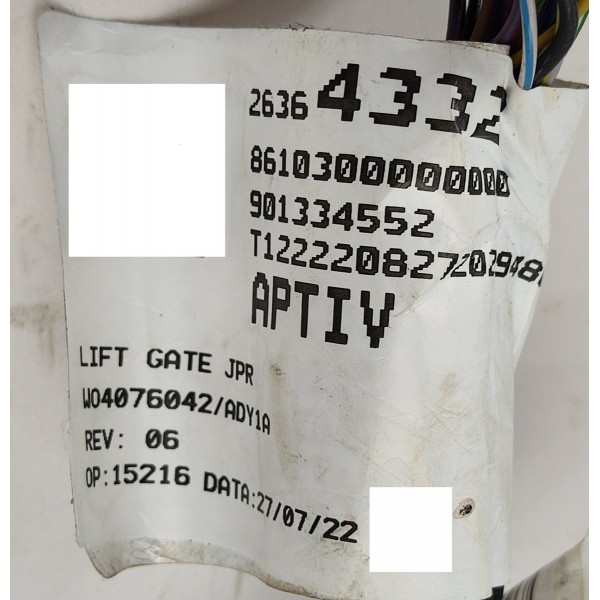 Chicote Tampa Traseira Gm Tracker 1.2 Turbo 2023 26364332