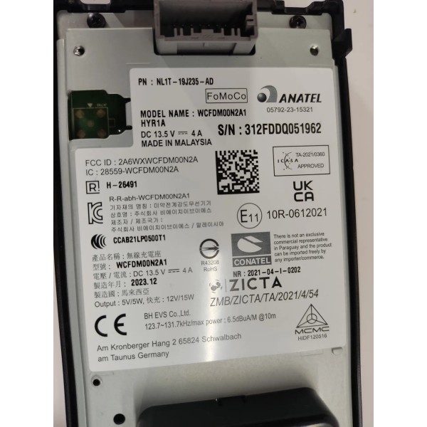 Modulo Carregador Indução Ranger 3.0 2025 Xls Nl1t19j235ad