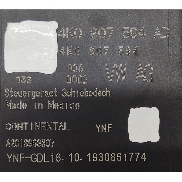 Modulo Teto Solar Volkswagen Jetta Gli 230cv 2019 4k0907594